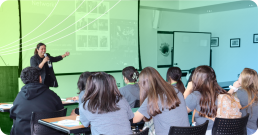 A woman presenting to a group